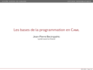 Les bases de la programmation en Caml - Jean