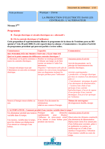 Niveau 3 Programme LA PRODUCTION D`ELECTRICITE DANS