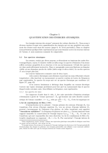 Chapitre 5 QUANTIFICATION DES ÉNERGIES ATOMIQUES.