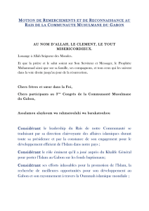 Motion au RAIS - Conseil Supérieur des Affaires Islamiques du Gabon