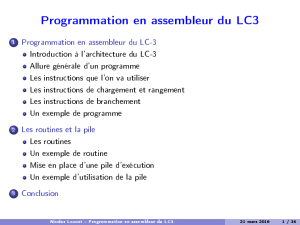 Nicolas Louvet – Programmation en assembleur du LC3.