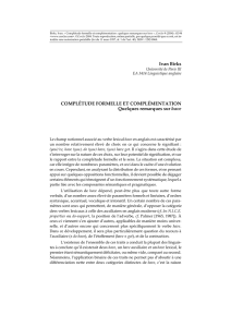 Ivan Birks COMPLÉTUDE FORMELLE ET