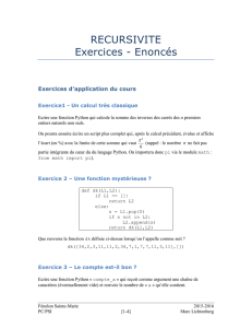 RECURSIVITE Exercices - Enoncés