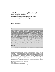 Attitudes de recherche en phénoménologie de la réception théâtrale