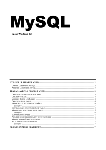 (pour Windows 9x) UTILISER LE SERVEUR MYSQL