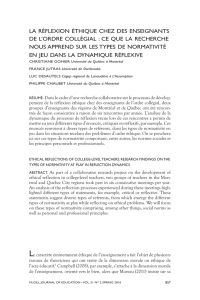 la réflexion éthique chez des enseignants de l`ordre collégial