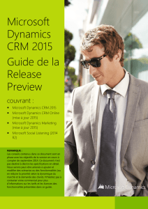 Microsoft Dynamics CRM 2015 Guide de la Release Preview