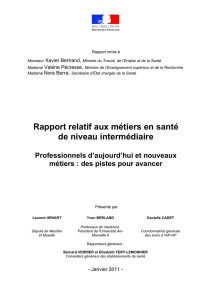 Rapport relatif aux métiers en santé de niveau intermédiaire