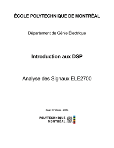 Introduction aux DSP Analyse des Signaux ELE2700