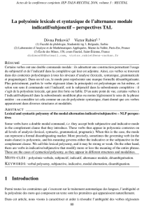 La polysémie lexicale et syntaxique de l`alternance modale indicatif