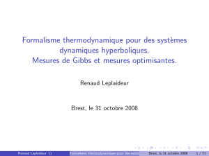 Formalisme thermodynamique pour des systèmes dynamiques