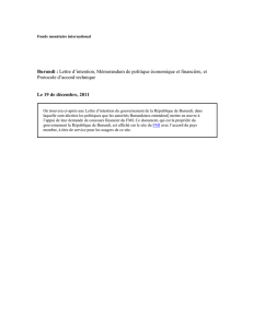 Burundi : Lettre d`intention, Mémorandum de politique économique