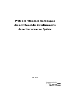 Profil des retombées économiques des activités et des