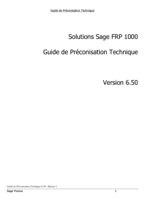 Solutions Sage FRP 1000 Guide de Préconisation Technique