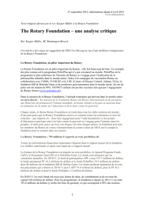 The Rotary Foundation – une analyse critique