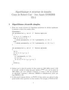 Algorithmique et structure de données Cours de Robert Cori – 1`ere