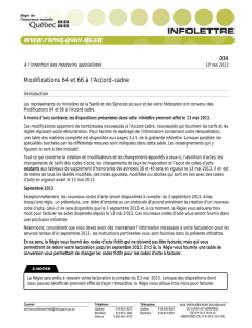 Modifications 64 et 66 à l`Accord-cadre