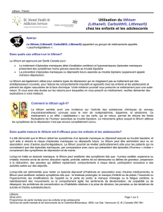 Utilisation du lithium (Lithane®, Carbolith