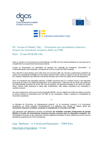 EU `Access to Finance` Day – Présentation aux intermédiaires