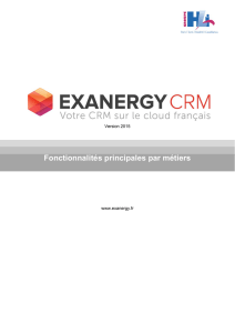 Fonctionnalités EXANERGY CRM