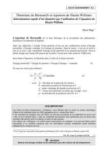 Théorème de Bernouilli et équation de Hazen William - pS-Eau