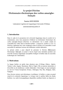 Le projet DictAm Dictionnaire électronique des verbes amazighe