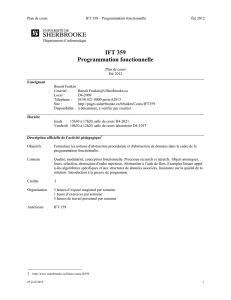 Plan de cours IFT359 — Été 2011 - Bienvenue au département d