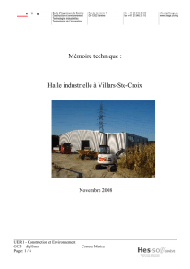 Mémoire technique : Halle industrielle à Villars-Ste-Croix