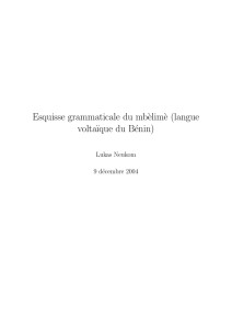 Esquisse grammaticale du mb`elim`e (langue volta¨ıque du Bénin)