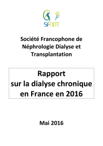 Rapport sur la dialyse chronique en France en 2016