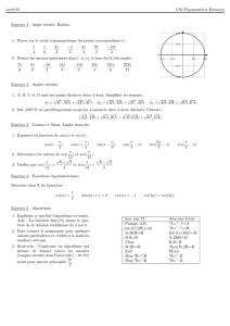 1ereS-SI Ch5.Trigonométrie Exercices Exercice 1 : Angle orienté