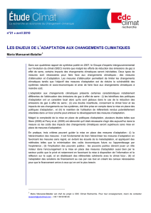 les enjeux de l`adaptation aux changements climatiques