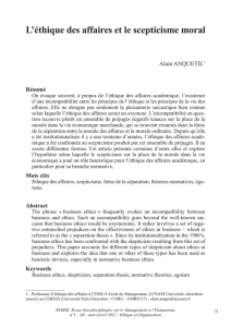 L`éthique des affaires et le scepticisme moral