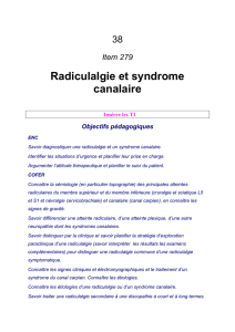 Radiculalgie et syndrome canalaire