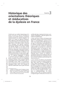 Historique des orientations théoriques et rééducatives de