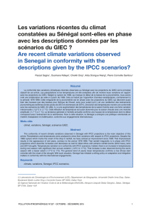 Les variations récentes du climat constatées au Sénégal sont