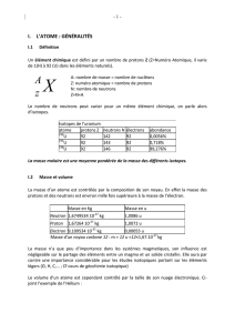 i. l`atome : généralités