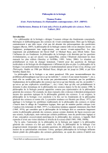 1 Philosophie de la biologie Thomas Pradeu (Univ. Paris