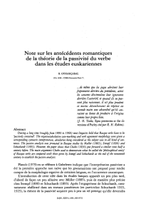 Note sur les antecedents romantiques de la theorie de lapassivite