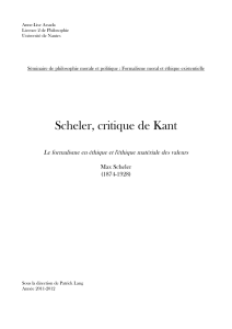 Scheler, critique de Kant - iFAC