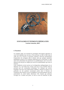 Syntagmes et éléments prédicatifs