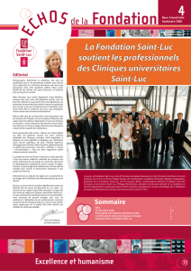 La Fondation Saint-Luc soutient les professionnels des Cliniques