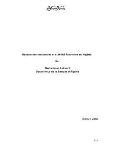 Gestion des ressources et stabilité financière en Algérie Par