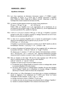 EXERCICES – SÉRIE F Equilibres chimiques F.1. Lors d`une