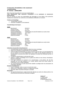 F Instruction d`installation et de maniement Transformateur N° d`article