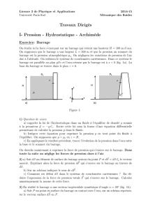 Travaux Dirigés I- Pression - Hydrostatique - Université Paris-Sud