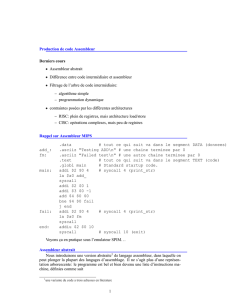 Production de code Assembleur Derniers cours • Assembleur