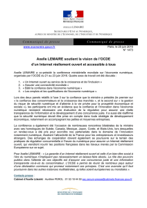 Axelle LEMAIRE soutient la vision de l`OCDE d`un Internet