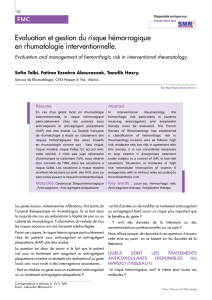 Evaluation et gestion du risque hémorragique en rhumatologie