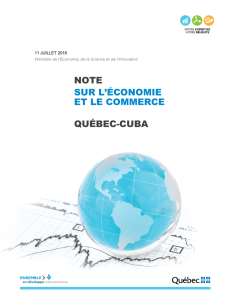 Note sur l`économie et le commerce de Cuba